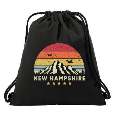 New Hampshire Shirt. Retro Style NH, USA Drawstring Bag