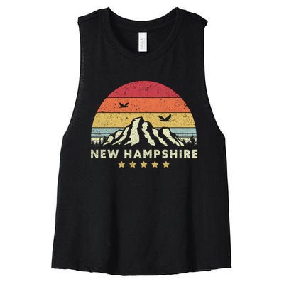 New Hampshire Shirt. Retro Style NH, USA Women's Racerback Cropped Tank