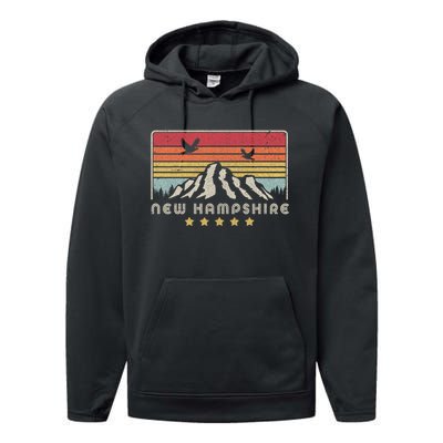 New Hampshire Shirt. Retro Style NH, USA Performance Fleece Hoodie