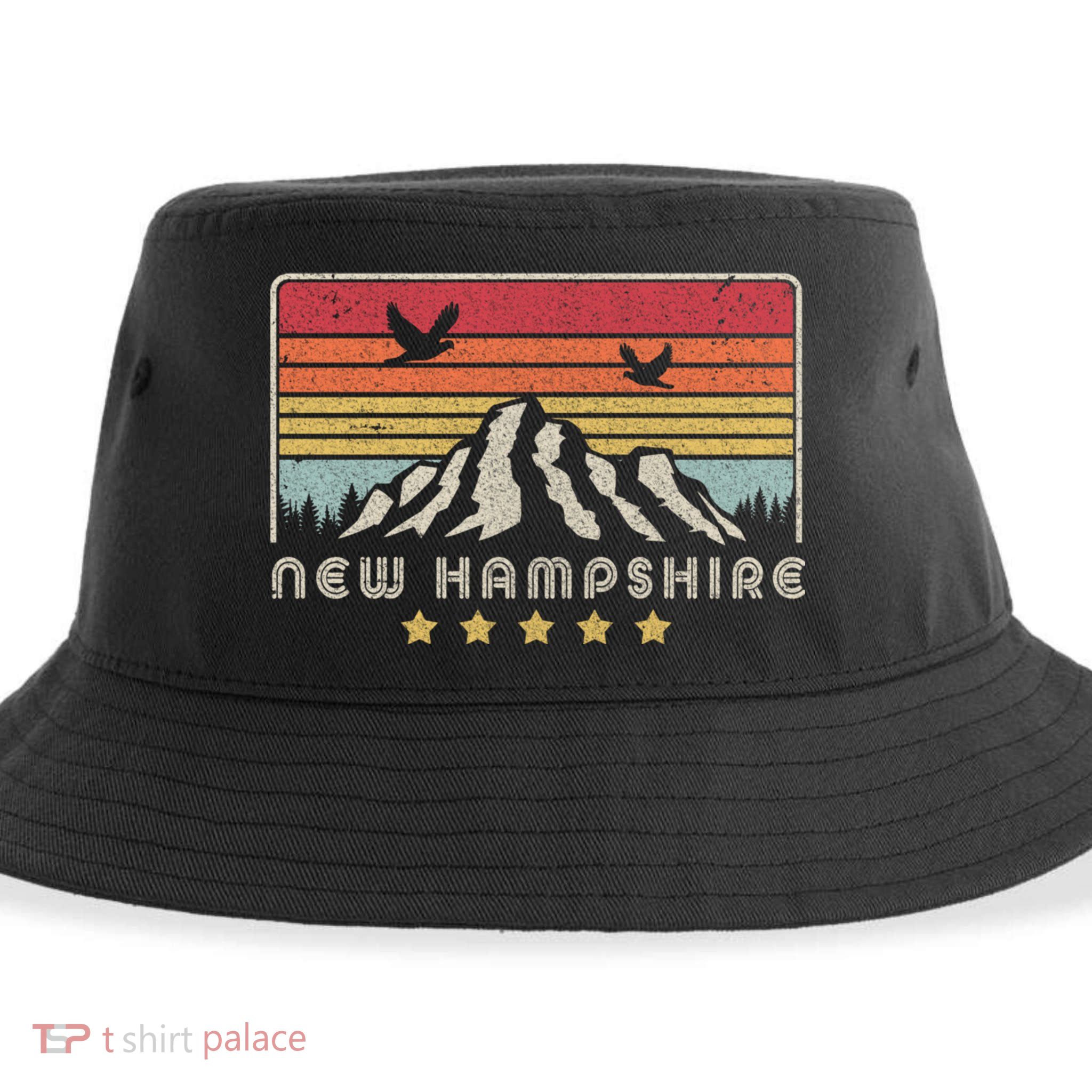 New Hampshire Shirt. Retro Style NH, USA Sustainable Bucket Hat
