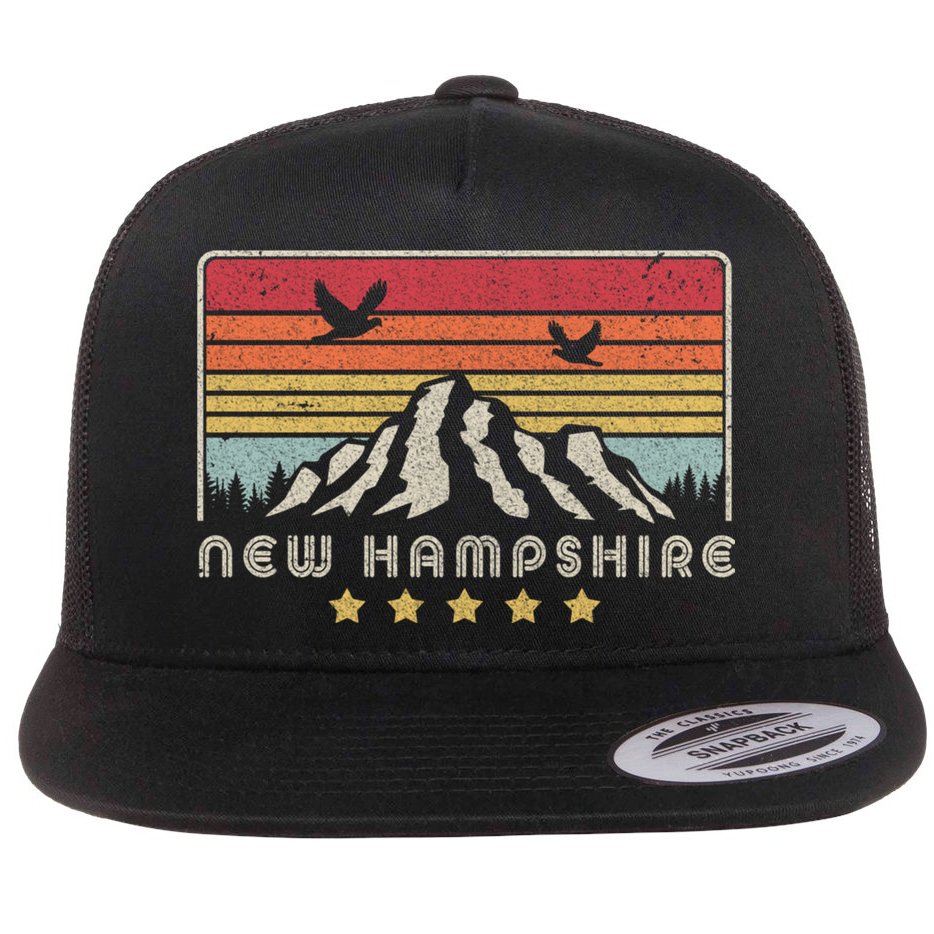New Hampshire Shirt. Retro Style NH, USA Flat Bill Trucker Hat