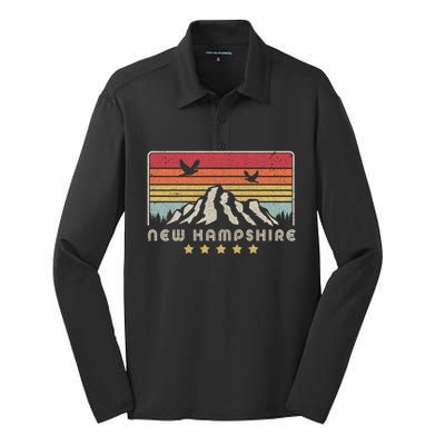 New Hampshire Shirt. Retro Style NH, USA Silk Touch Performance Long Sleeve Polo