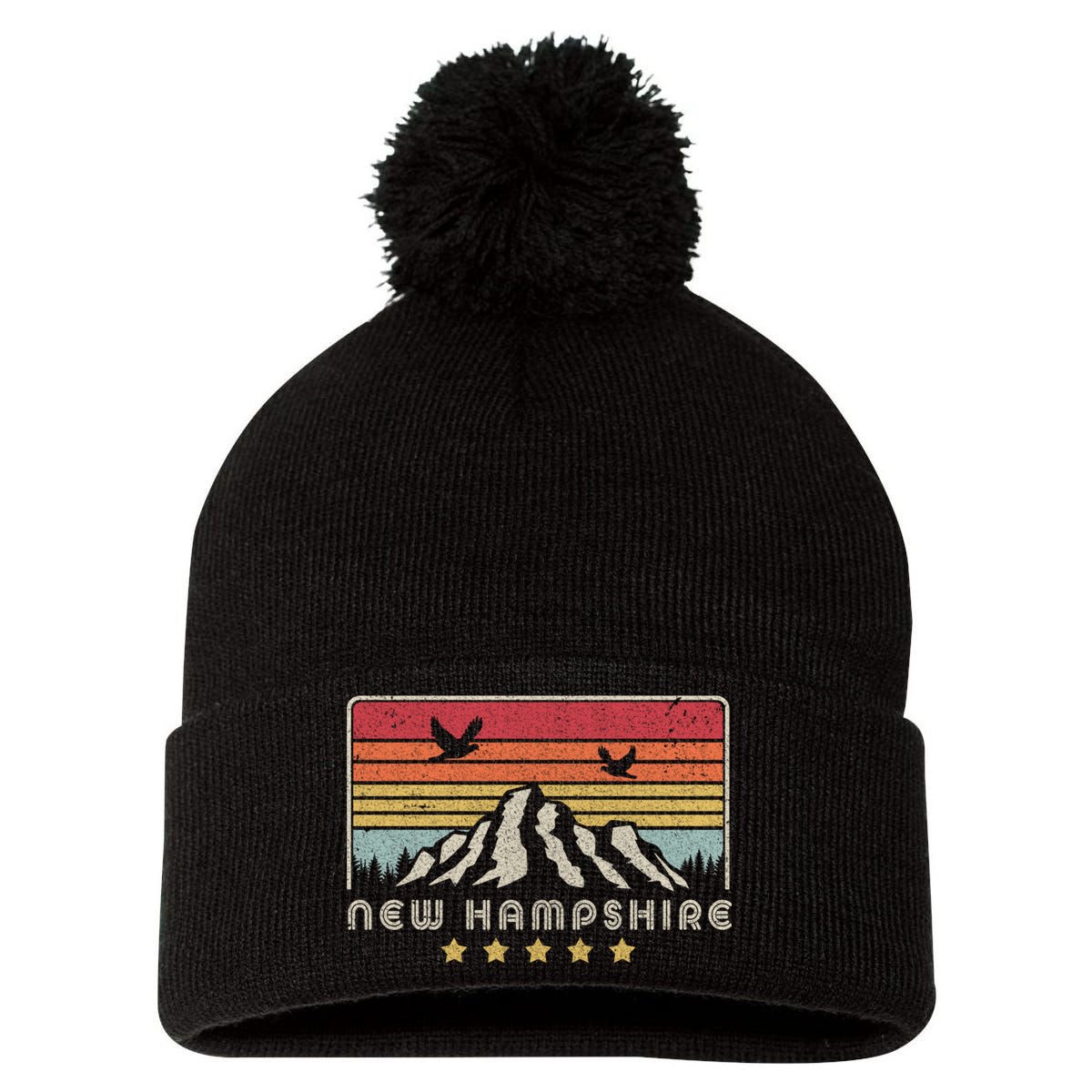 New Hampshire Shirt. Retro Style NH, USA Pom Pom 12in Knit Beanie