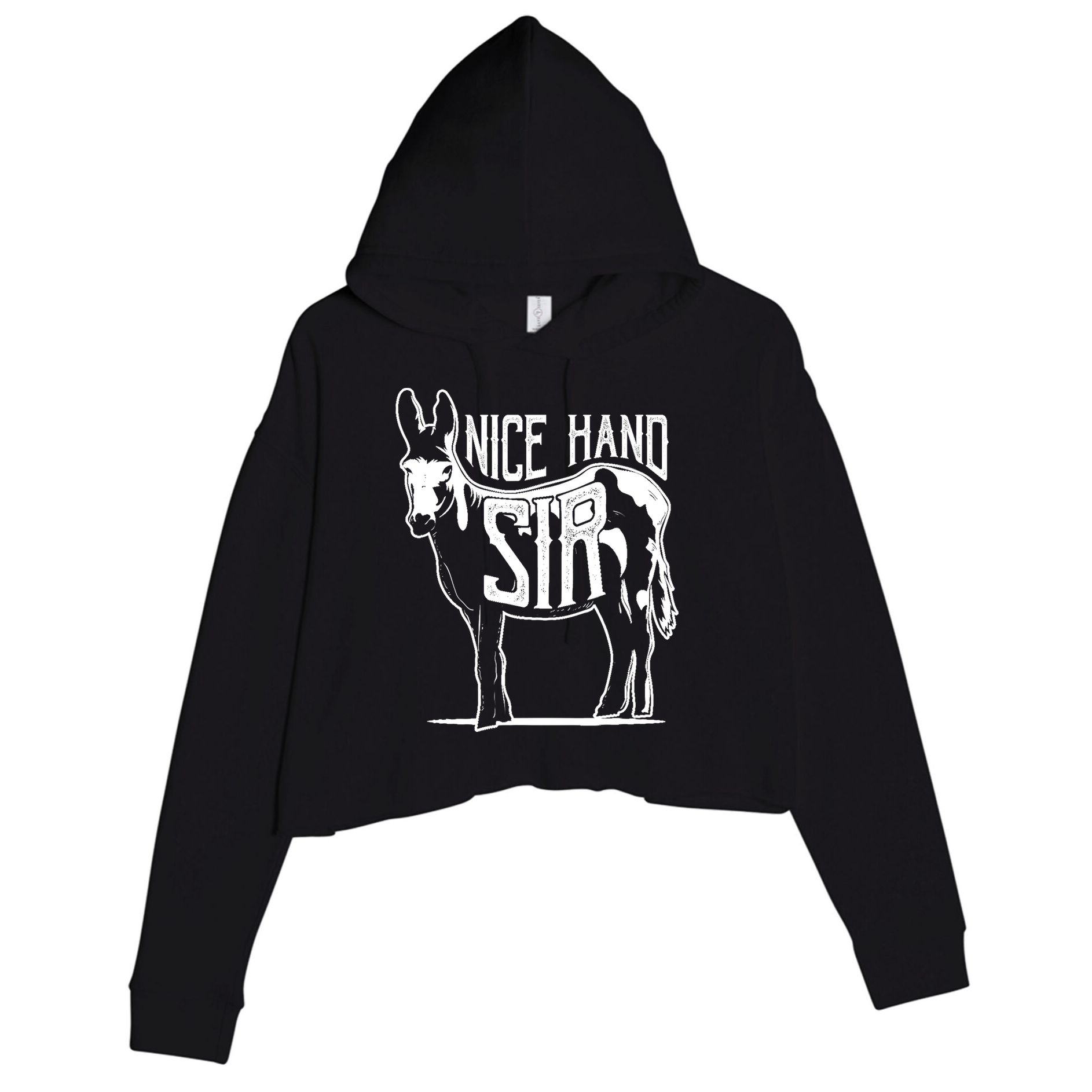 Nice Hand Sir Donkey Poker Funny Gambling Design Crop Fleece Hoodie