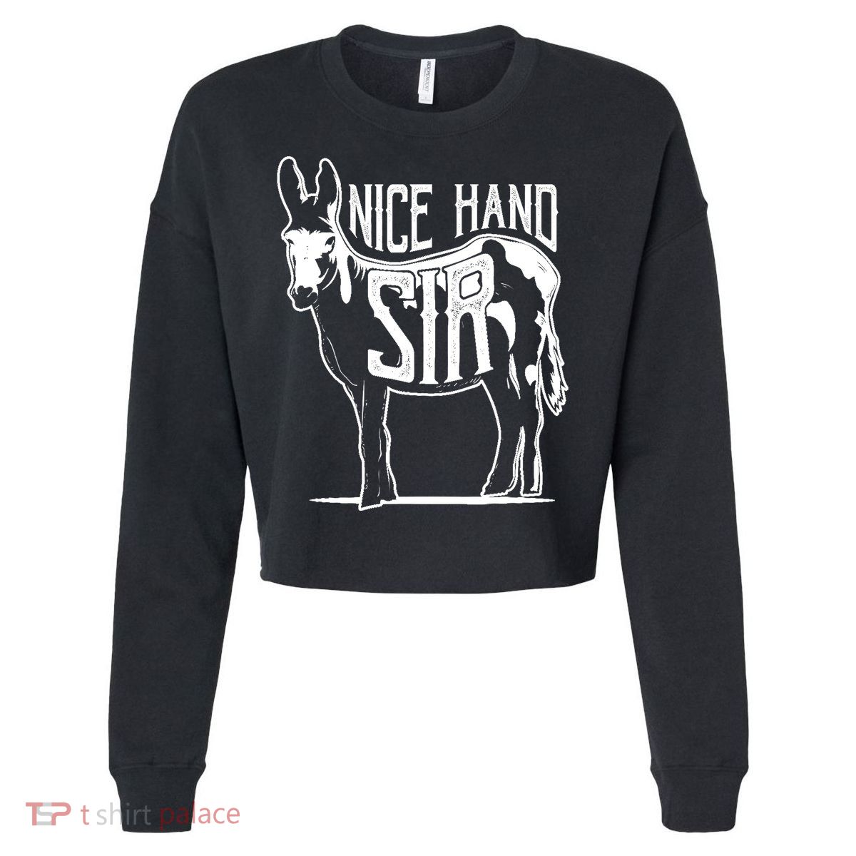 Nice Hand Sir Donkey Poker Funny Gambling Design Cropped Pullover Crew