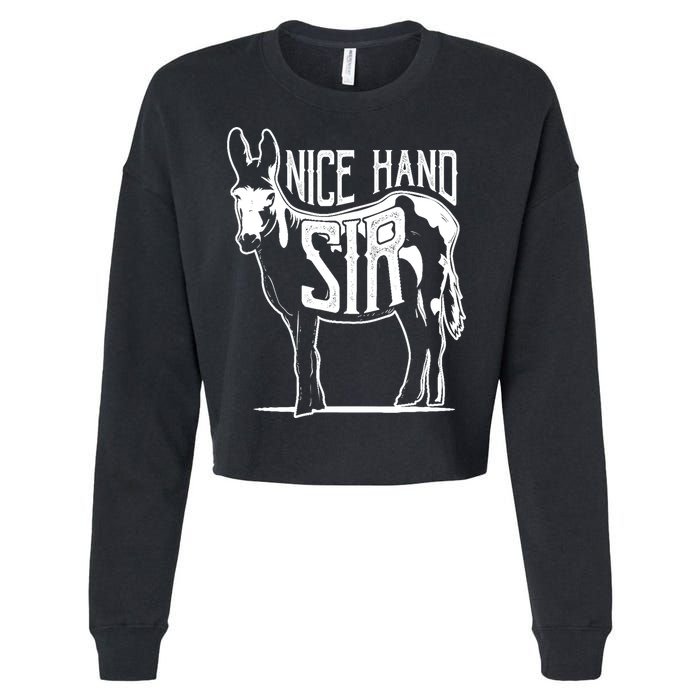 Nice Hand Sir Donkey Poker Funny Gambling Design Cropped Pullover Crew