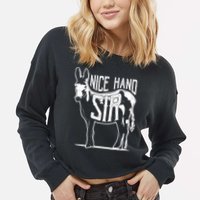 Nice Hand Sir Donkey Poker Funny Gambling Design Cropped Pullover Crew