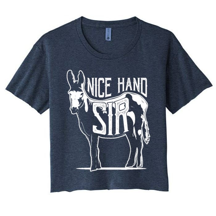 Nice Hand Sir Donkey Poker Funny Gambling Design Women's Crop Top Tee