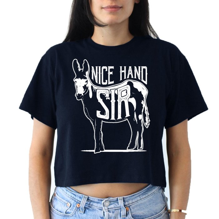 Nice Hand Sir Donkey Poker Funny Gambling Design Women's Crop Top Tee