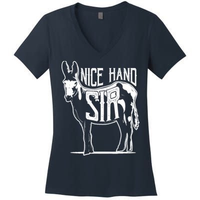 Nice Hand Sir Donkey Poker Funny Gambling Design Women's V-Neck T-Shirt