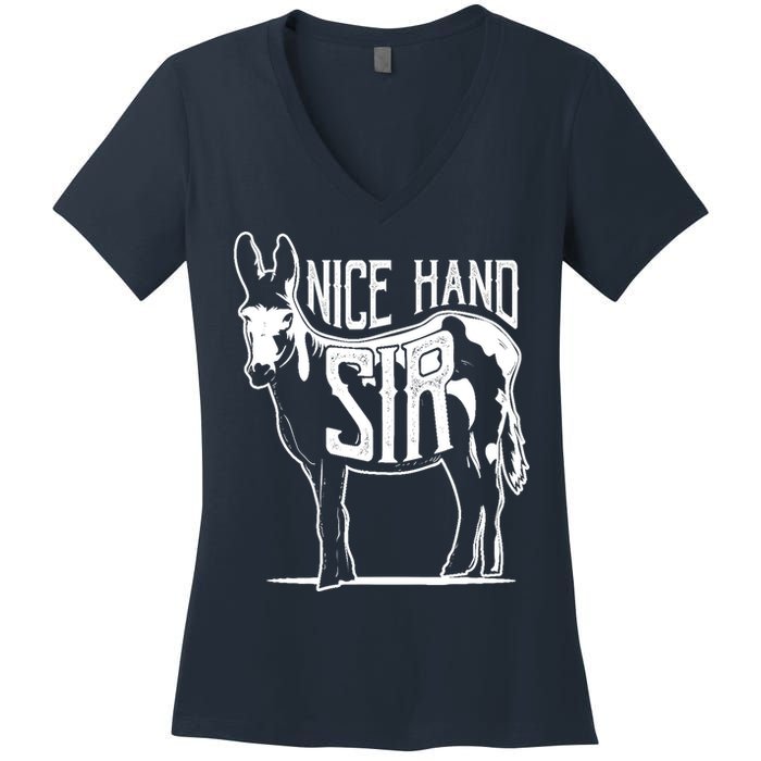 Nice Hand Sir Donkey Poker Funny Gambling Design Women's V-Neck T-Shirt