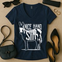 Nice Hand Sir Donkey Poker Funny Gambling Design Women's V-Neck T-Shirt