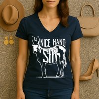 Nice Hand Sir Donkey Poker Funny Gambling Design Women's V-Neck T-Shirt