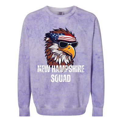 New Hampshire Squad Retro Bald Eagle American Flag Bandana Colorblast Crewneck Sweatshirt