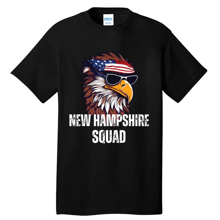 New Hampshire Squad Retro Bald Eagle American Flag Bandana Tall T-Shirt