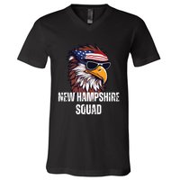 New Hampshire Squad Retro Bald Eagle American Flag Bandana V-Neck T-Shirt