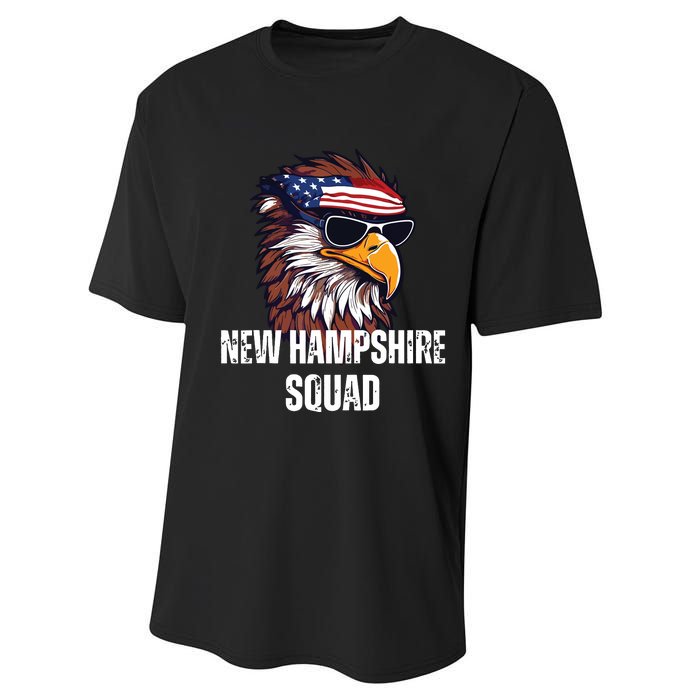 New Hampshire Squad Retro Bald Eagle American Flag Bandana Performance Sprint T-Shirt