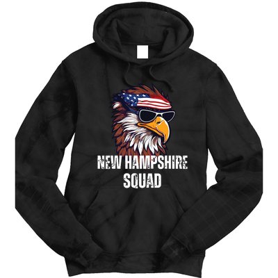 New Hampshire Squad Retro Bald Eagle American Flag Bandana Tie Dye Hoodie