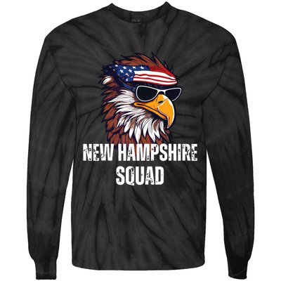 New Hampshire Squad Retro Bald Eagle American Flag Bandana Tie-Dye Long Sleeve Shirt