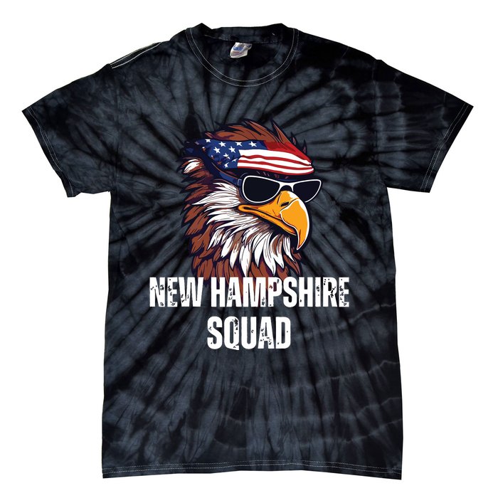 New Hampshire Squad Retro Bald Eagle American Flag Bandana Tie-Dye T-Shirt