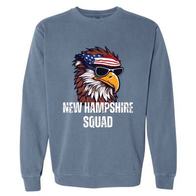 New Hampshire Squad Retro Bald Eagle American Flag Bandana Garment-Dyed Sweatshirt