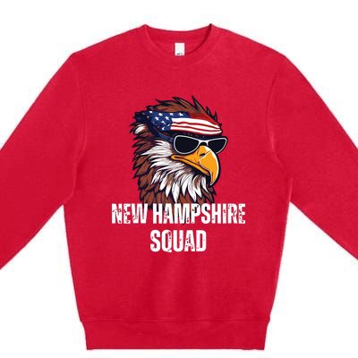 New Hampshire Squad Retro Bald Eagle American Flag Bandana Premium Crewneck Sweatshirt