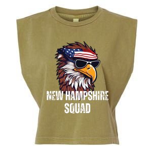 New Hampshire Squad Retro Bald Eagle American Flag Bandana Garment-Dyed Women's Muscle Tee