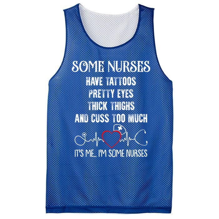 Nurse Have Tattoos Pretty Eyes Thick Thighs Funny Nursing Funny Gift Mesh Reversible Basketball Jersey Tank