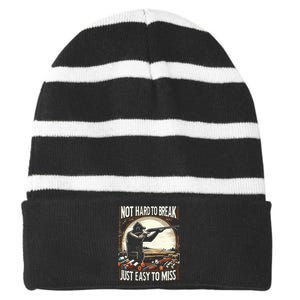 Not Hard To Break Easy To Miss Striped Beanie with Solid Band