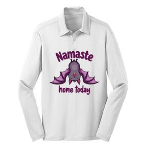 Namaste Home Today Cute Halloween Bat Yoga Yogi Silk Touch Performance Long Sleeve Polo