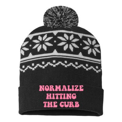 Normalize Hitting The Curb Funny Apparel USA-Made Snowflake Beanie