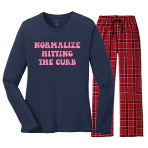 Normalize Hitting The Curb Funny Apparel Women's Long Sleeve Flannel Pajama Set 