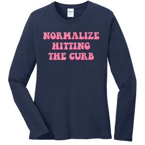 Normalize Hitting The Curb Funny Apparel Ladies Long Sleeve Shirt