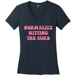 Normalize Hitting The Curb Funny Apparel Women's V-Neck T-Shirt