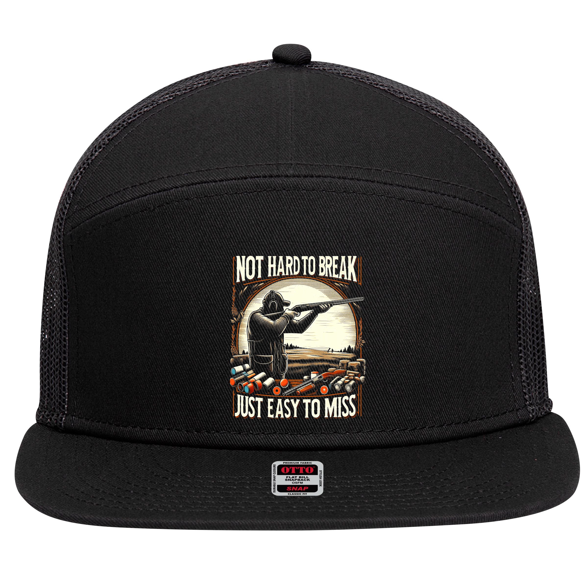 Not Hard To Break Easy To Miss Funny Skeet 7 Panel Mesh Trucker Snapback Hat