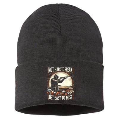 Not Hard To Break Easy To Miss Funny Skeet Sustainable Knit Beanie