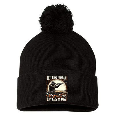 Not Hard To Break Easy To Miss Funny Skeet Pom Pom 12in Knit Beanie