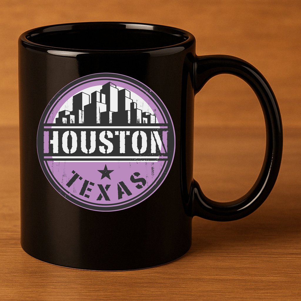 Neon Houston Texas Logo 11oz C Handle Ceramic Mug
