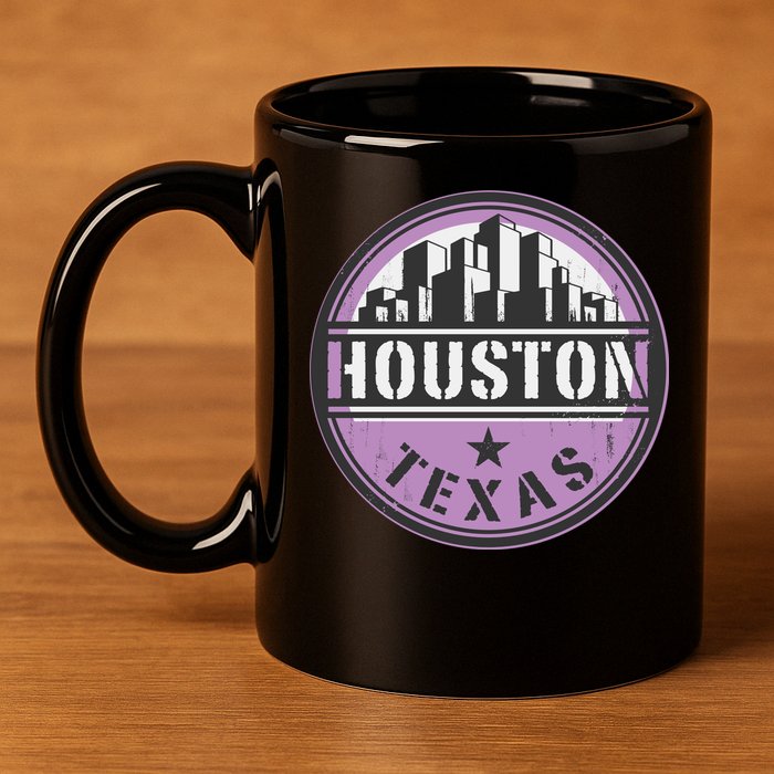 Neon Houston Texas Logo 11oz C Handle Ceramic Mug