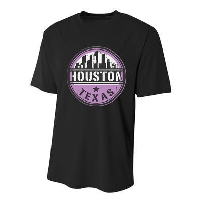 Neon Houston Texas Logo Youth Performance Sprint T-Shirt
