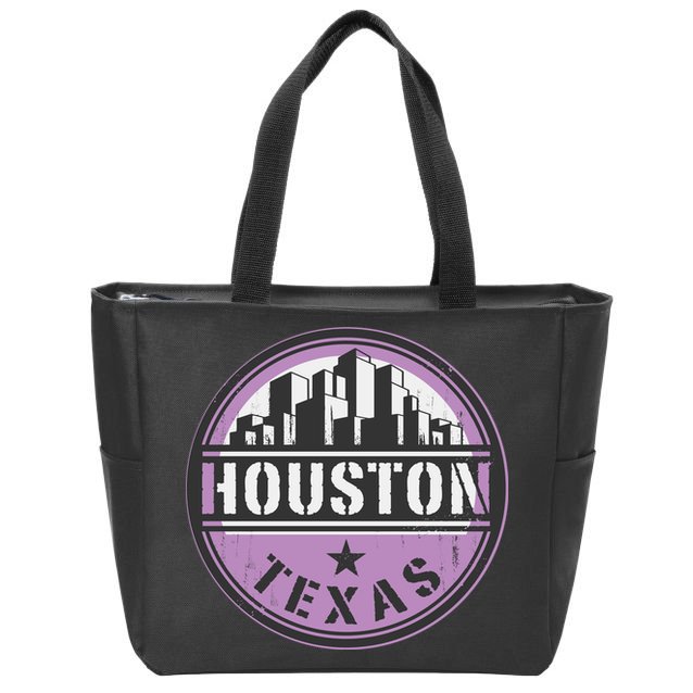 Neon Houston Texas Logo Zip Tote Bag