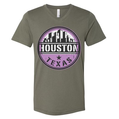Neon Houston Texas Logo V-Neck T-Shirt
