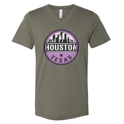 Neon Houston Texas Logo V-Neck T-Shirt