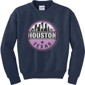 Neon Houston Texas Logo Kids Sweatshirt