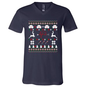 Nurse Heart Ugly Christmas V-Neck T-Shirt