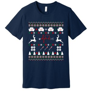 Nurse Heart Ugly Christmas Premium T-Shirt