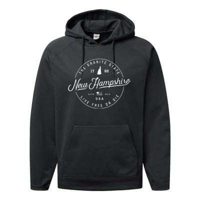 New Hampshire Us State Travel Vacation Nh Us Performance Fleece Hoodie