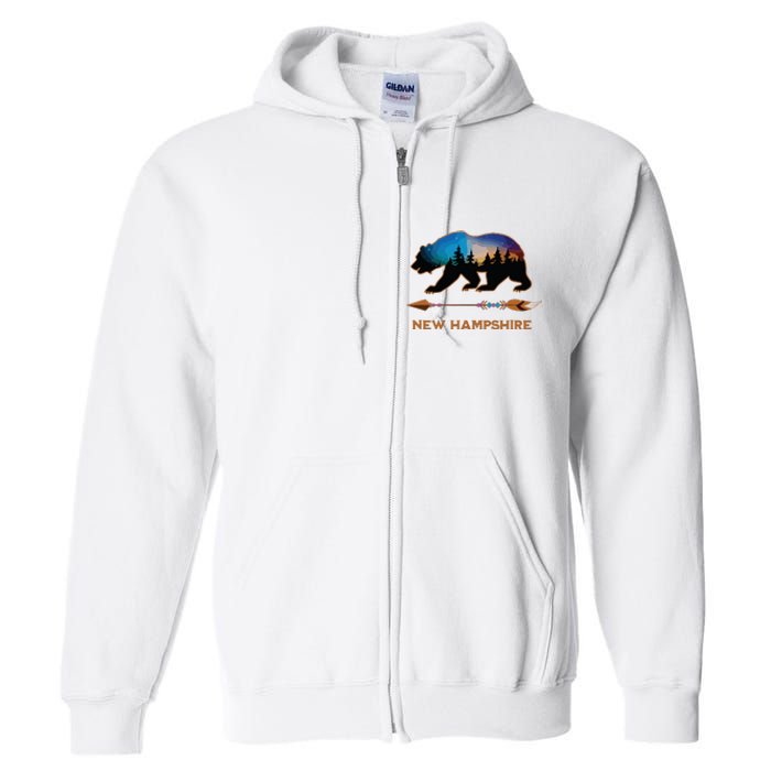 New Hampshire Usa Black Bear Hiking Trails Vacation Souvenir Full Zip Hoodie