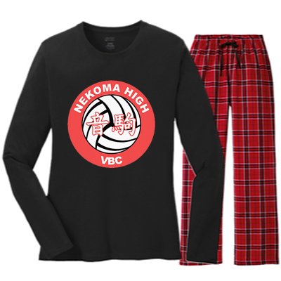 Nekoma High Volleyball Practice Anime Manga Cosplay Women's Long Sleeve Flannel Pajama Set 