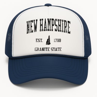 New Hampshire Vintage Established Sports Design Trucker Hat